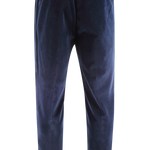 Pantalone con elastico in velluto liscio blu retro
