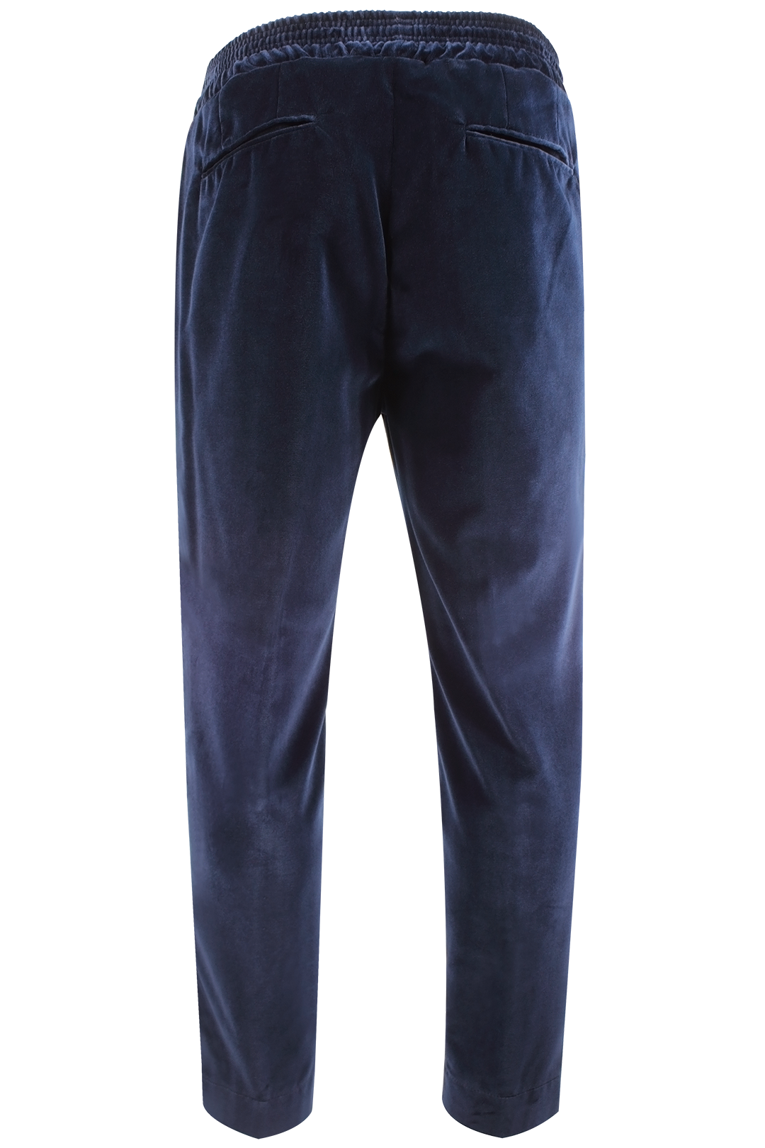 Pantalone con elastico in velluto liscio blu retro