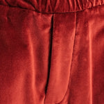 Pantalone con elastico in velluto liscio ruggine patta