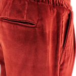 Pantalone con elastico in velluto liscio ruggine tasca