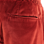 Pantalone con elastico in velluto liscio ruggine taschino