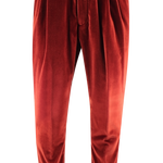 Pantalone con elastico in velluto liscio ruggine