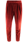 Pantalone con elastico in velluto liscio ruggine