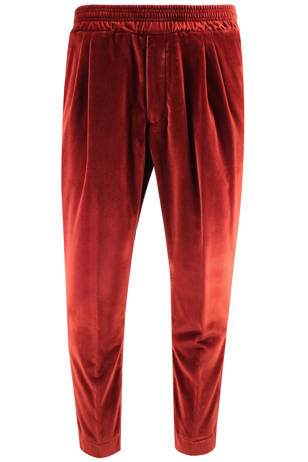 Pantalone con elastico in velluto liscio ruggine
