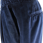 Pantalone con elastico in velluto liscio blu tasca