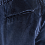Pantalone con elastico in velluto liscio blu taschino