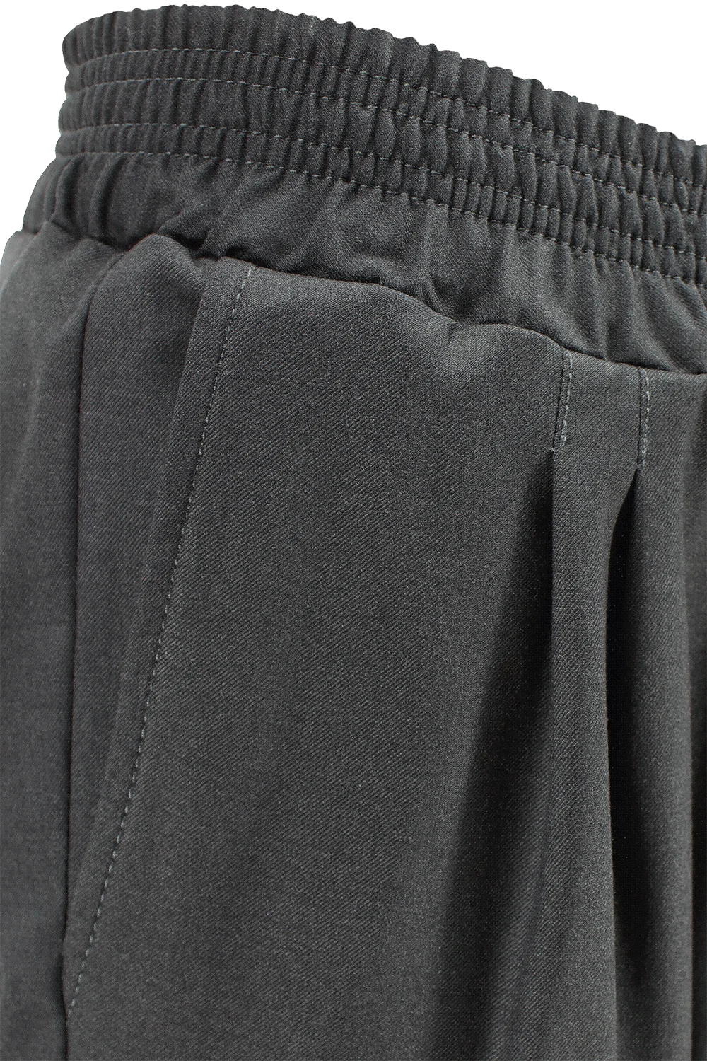 Pantalone con elastico in vita in cotone grigio scuro pince