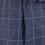 Pantalone in cotone blu fantasia jacquard pince