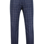 Pantalone in cotone blu fantasia jacquard retro