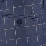 Pantalone in cotone blu fantasia jacquard filetti