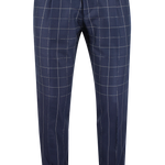 Pantalone in cotone blu fantasia jacquard