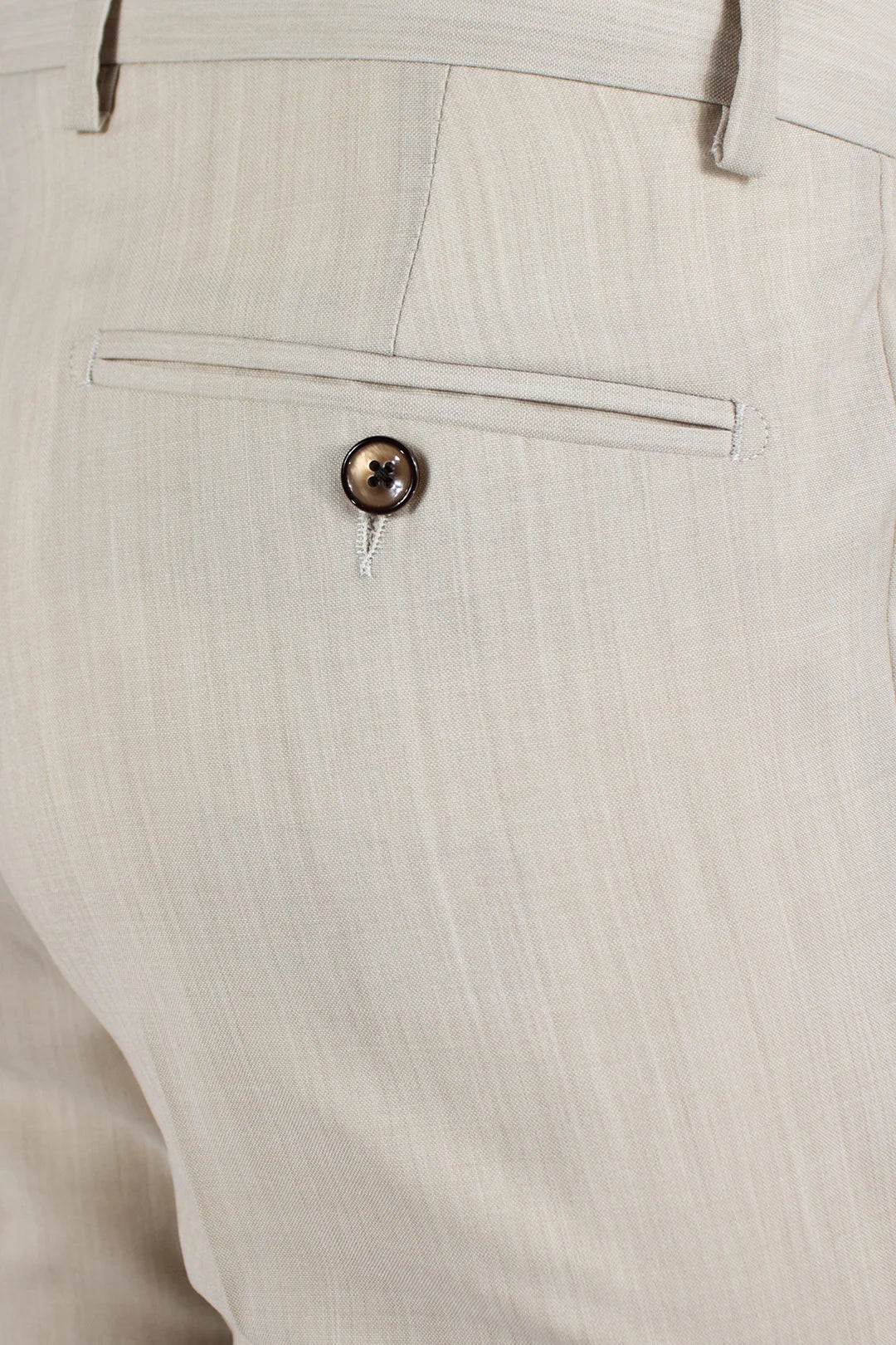 Pantalone in fresco lana beige taschino