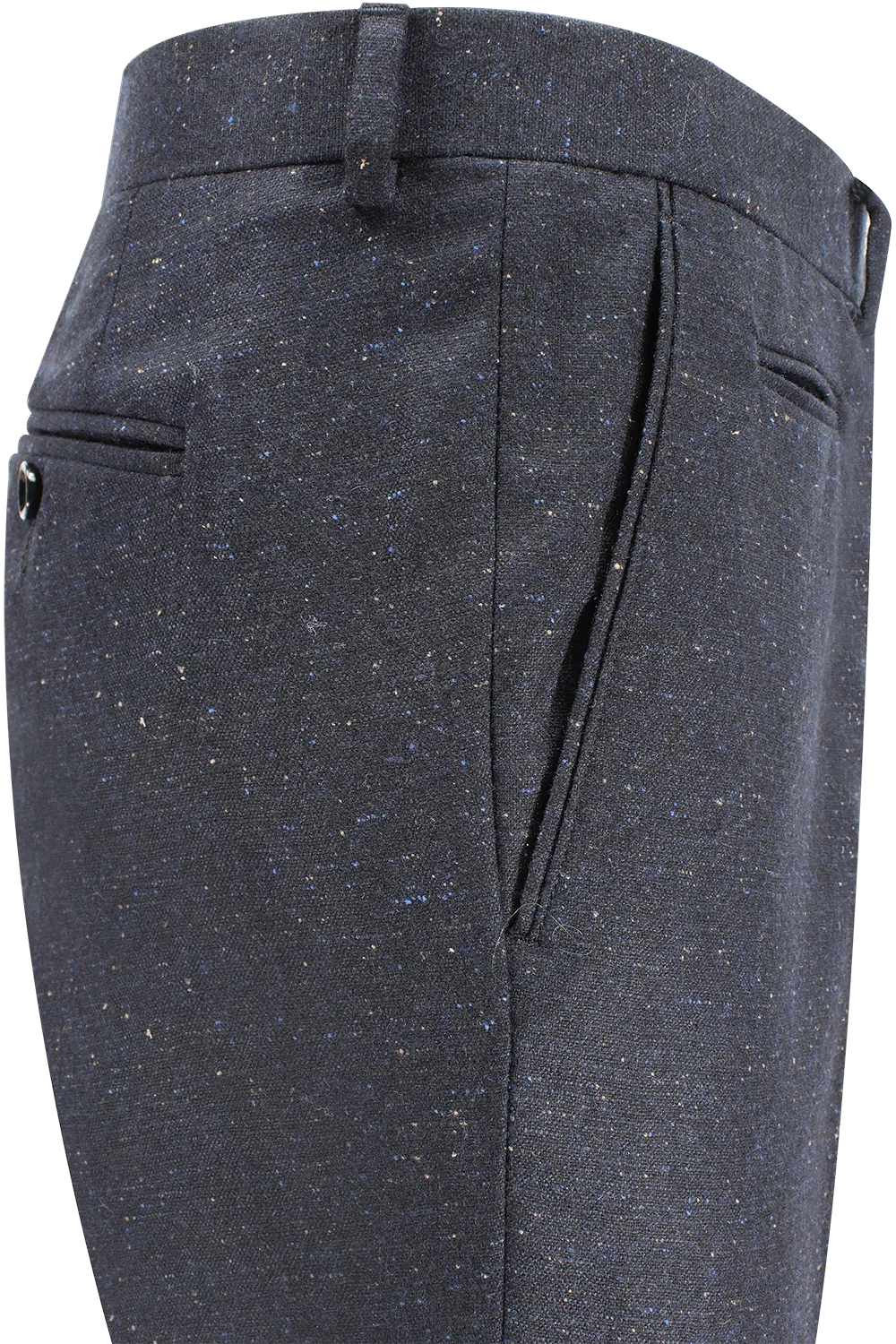 Pantalone in lana puntinata blu lato