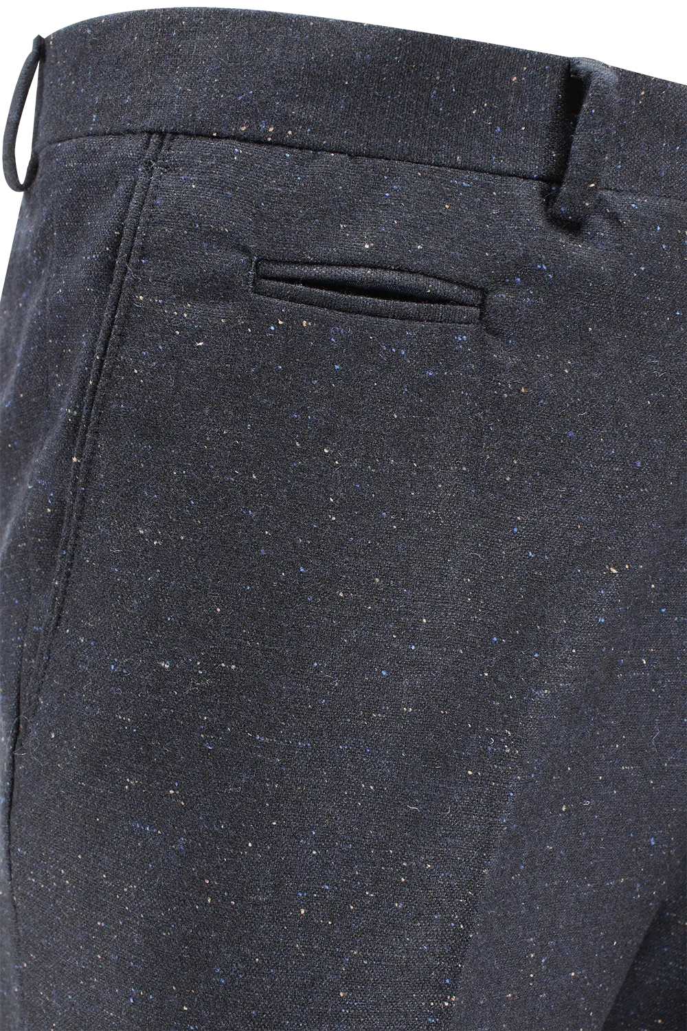 Pantalone in lana puntinata blu tasca