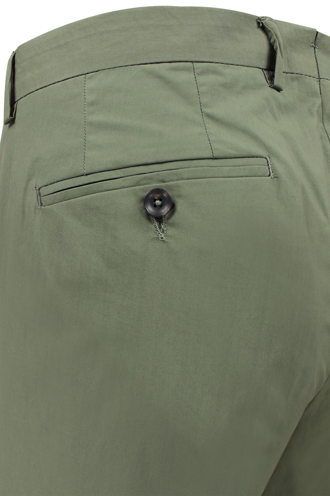 Pantalone con una pince in cotone verde taschino