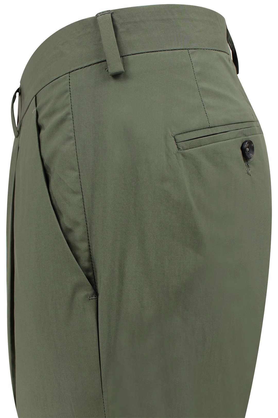 Pantalone con una pince in cotone verde lato