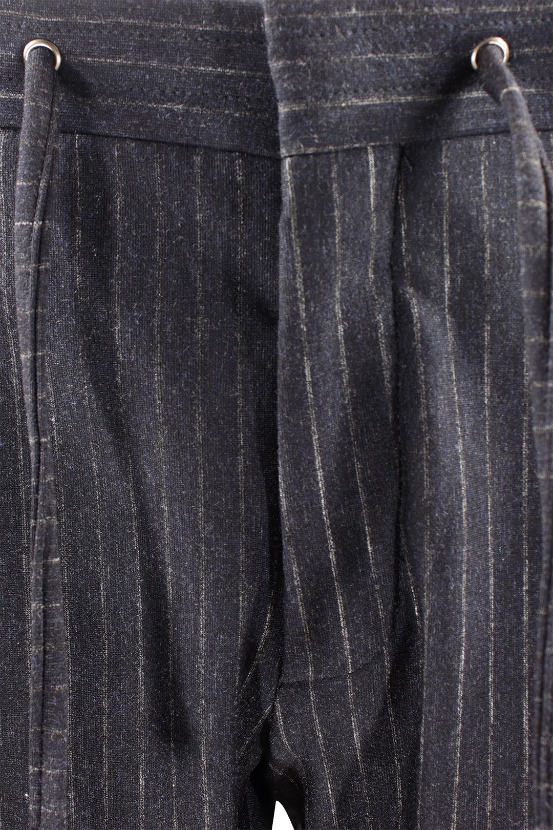 Pantalone pince e coulisse in jersey blu gessato coulisse