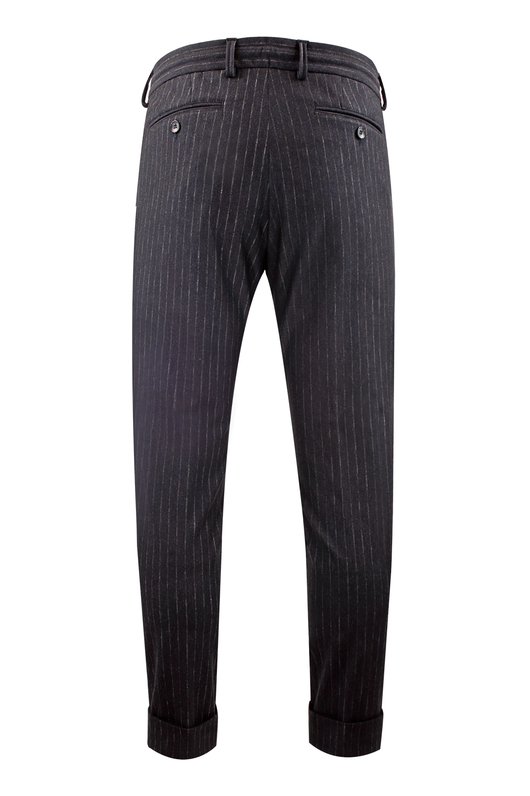 Pantalone pince e coulisse in jersey blu gessato retro
