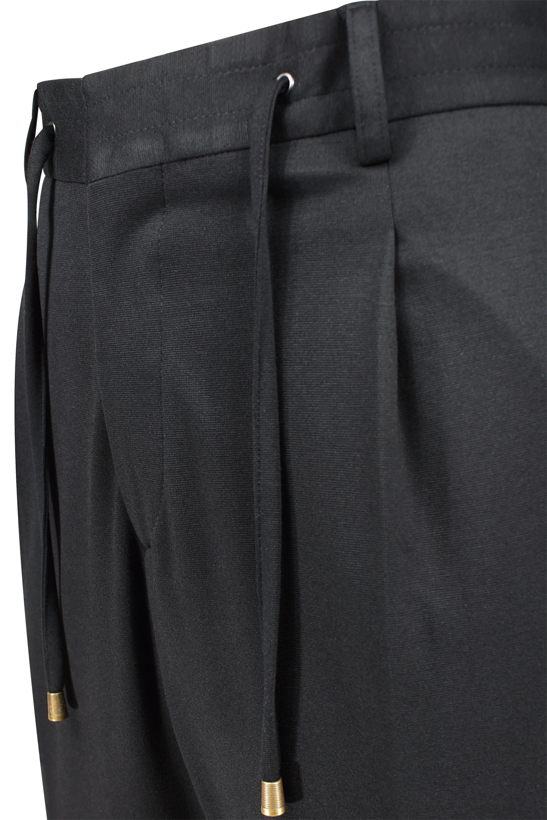 Pantalone con pince e coulisse in jersey nero coulisse