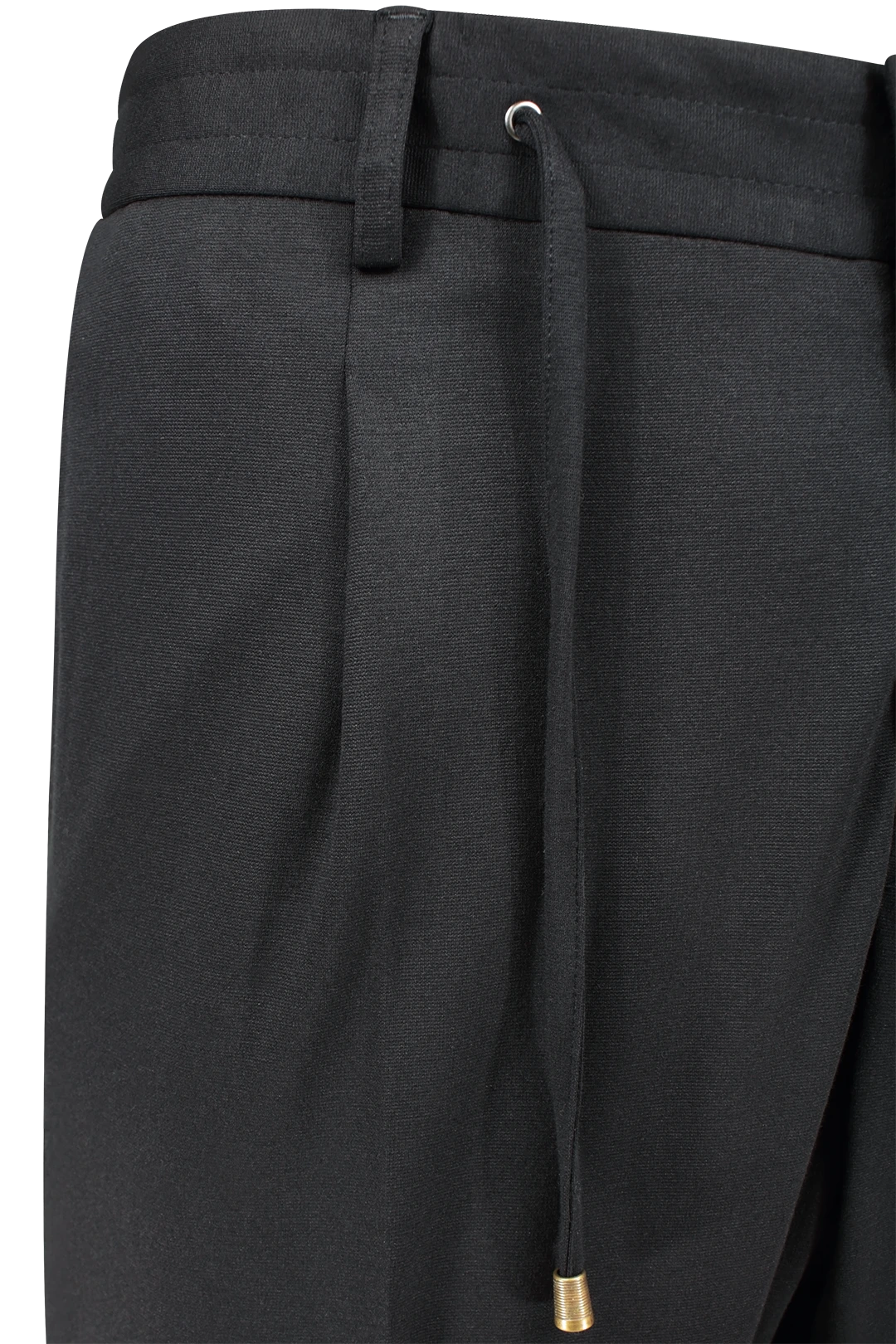 Pantalone con pince e coulisse in jersey nero pince