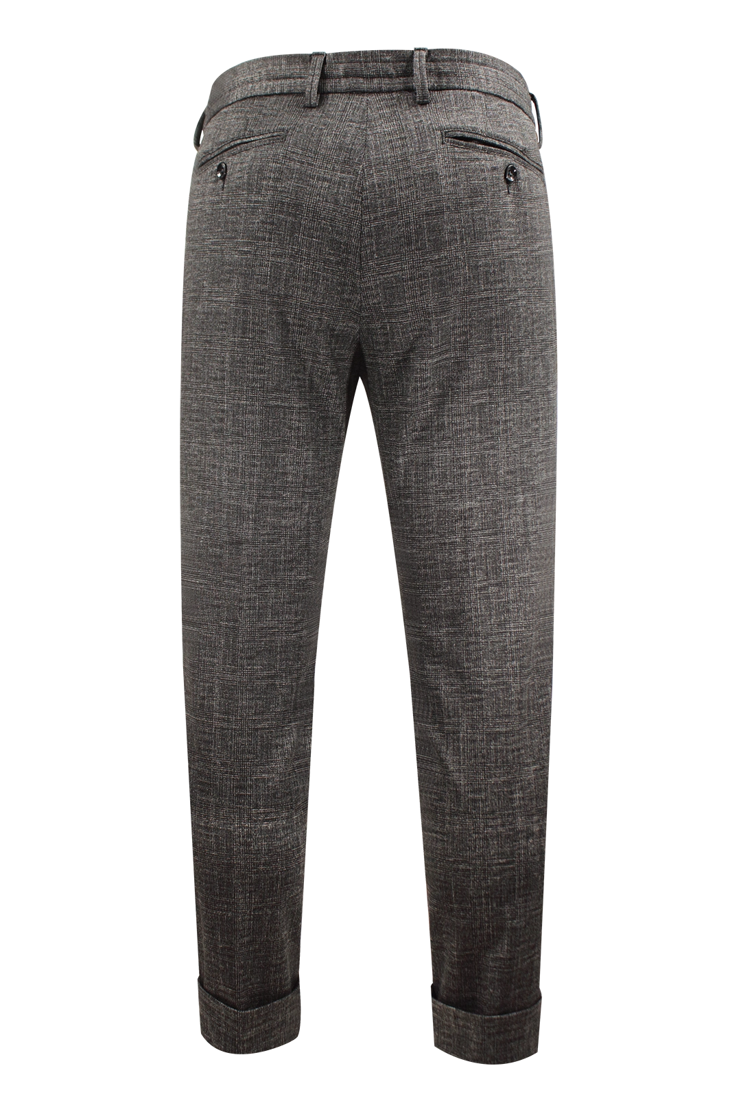 Pantalone con pince e coulisse in jersey a quadri grigio retro