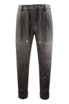 Pantalone con pince e coulisse in jersey a quadri grigio