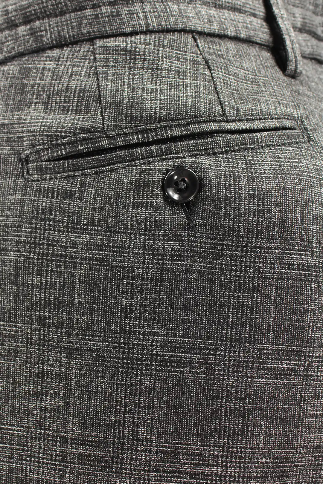 Pantalone con pince e coulisse in jersey a quadri grigio taschino