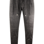 Pantalone con pince e coulisse in jersey a quadri grigio