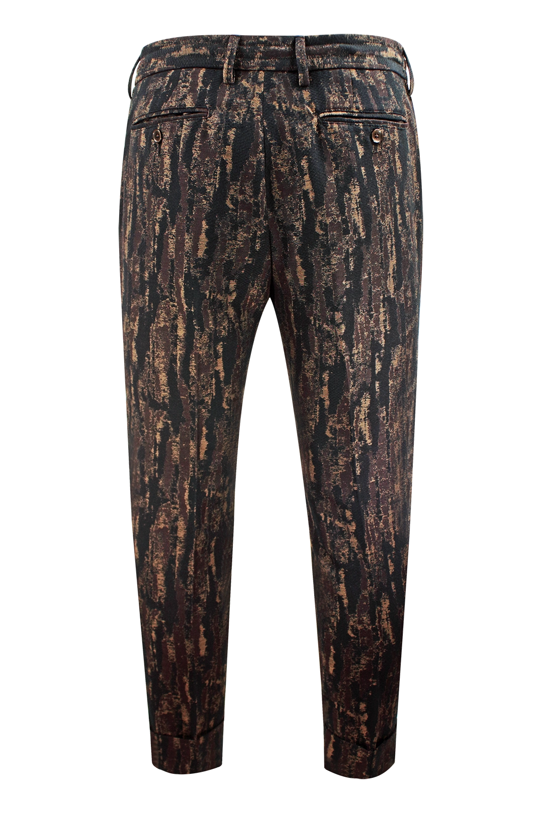 Pantalone con pince e coulisse in lana e cotone camouflage retro