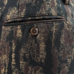 Pantalone con pince e coulisse in lana e cotone camouflage taschino