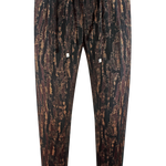 Pantalone con pince e coulisse in lana e cotone camouflage