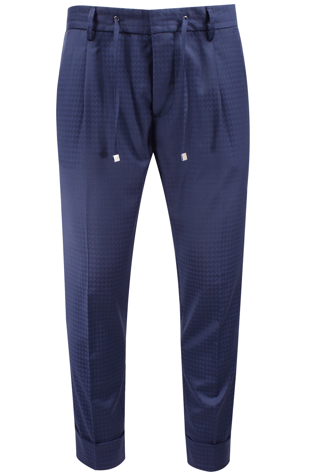 Pantalone con pince e coulisse in lana bluette