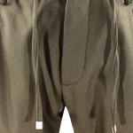 Pantalone con pince e coulisse in lana verde oliva coulisse