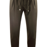 Pantalone con pince e coulisse in lana verde oliva