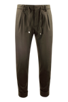 Pantalone con pince e coulisse in lana verde oliva