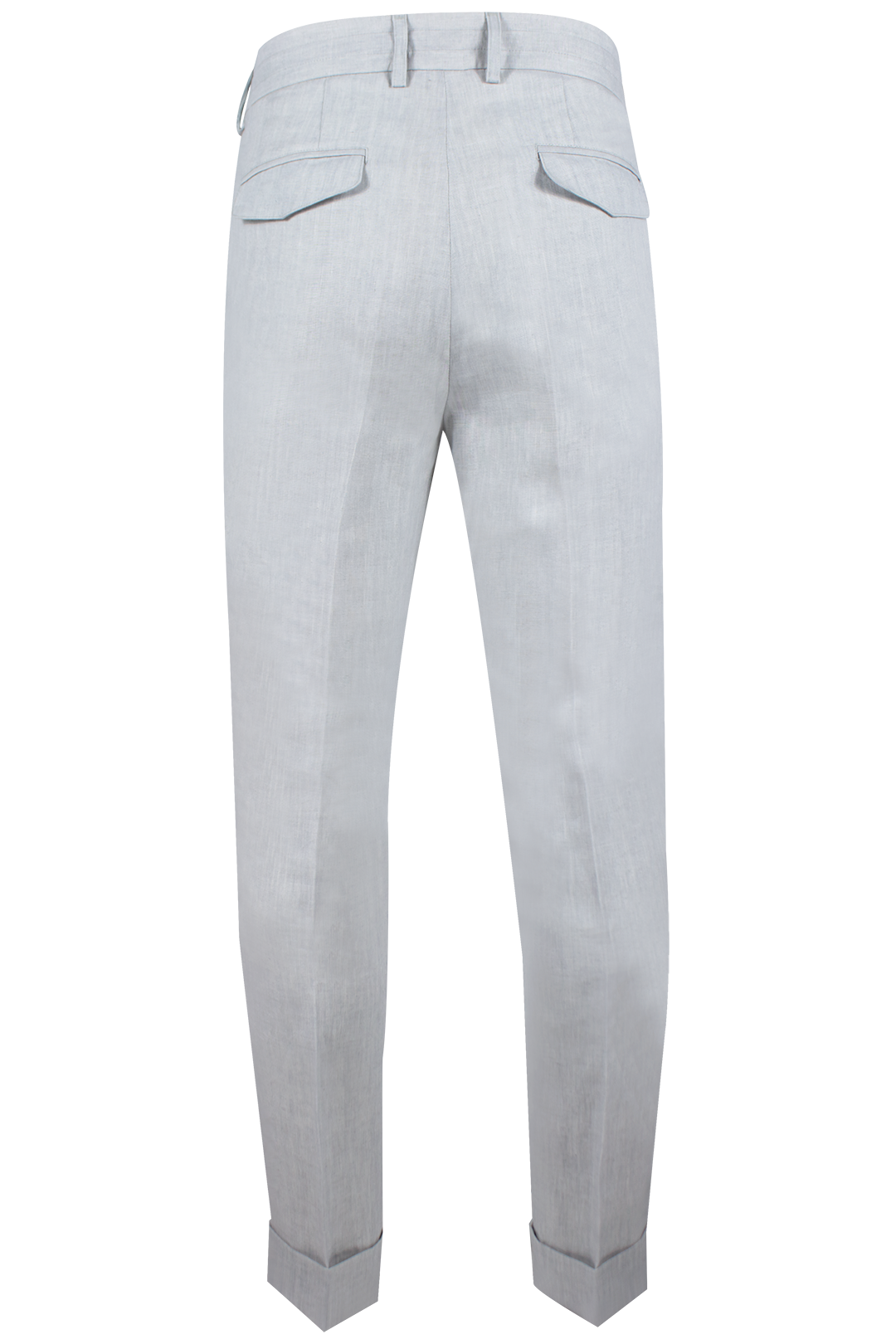 Pantalone con pince e coulisse in lino grigo perla retro