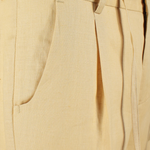 Pantalone con pince e coulisse in lino paglierino pince