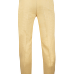 Pantalone con pince e coulisse in lino paglierino retro