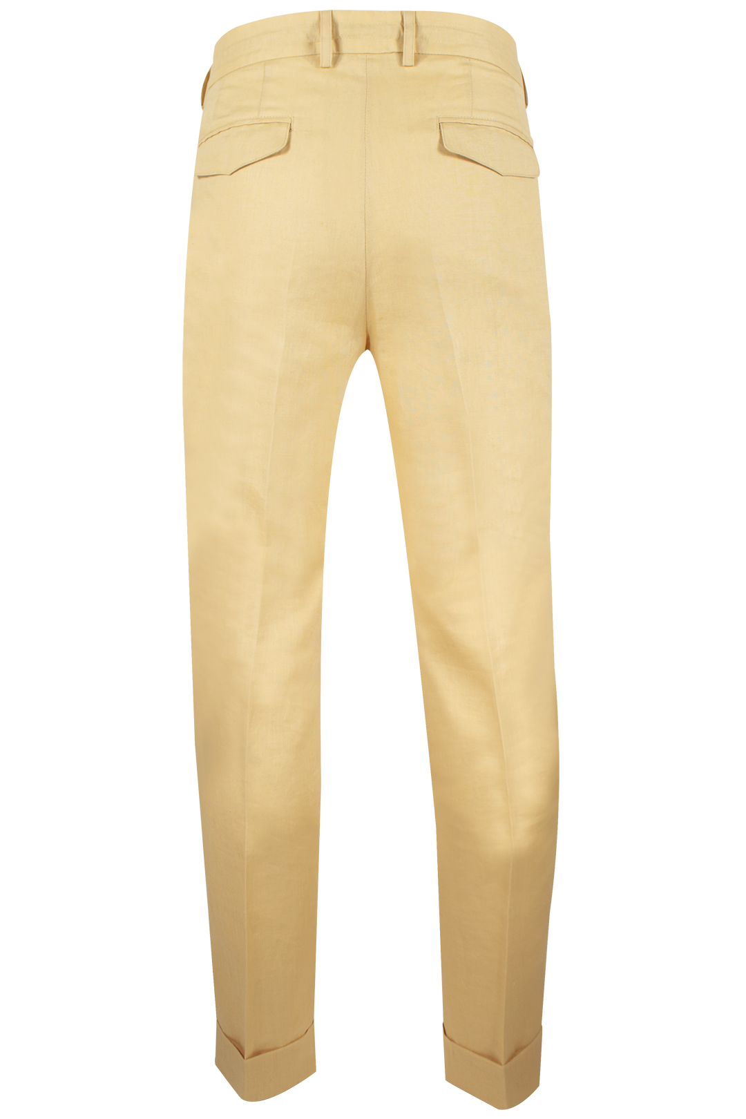 Pantalone con pince e coulisse in lino paglierino retro