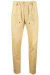 Pantalone con pince e coulisse in lino paglierino
