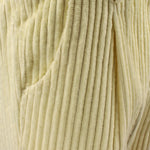 Pantalone con pince e coulisse in velluto panna pince