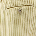 Pantalone con pince e coulisse in velluto panna taschino