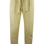 Pantalone con pince e coulisse in velluto panna