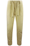 Pantalone con pince e coulisse in velluto panna