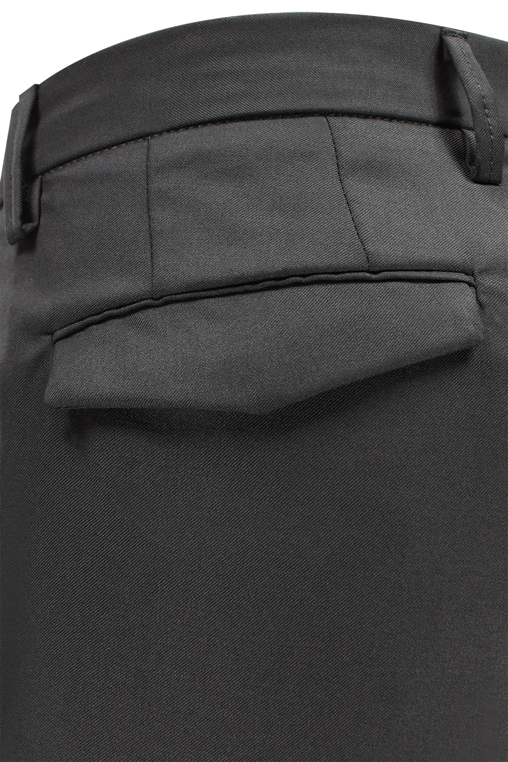 Pantalone con pince incrociata in lana nera tasca