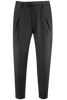 Pantalone con pince incrociata in lana nera