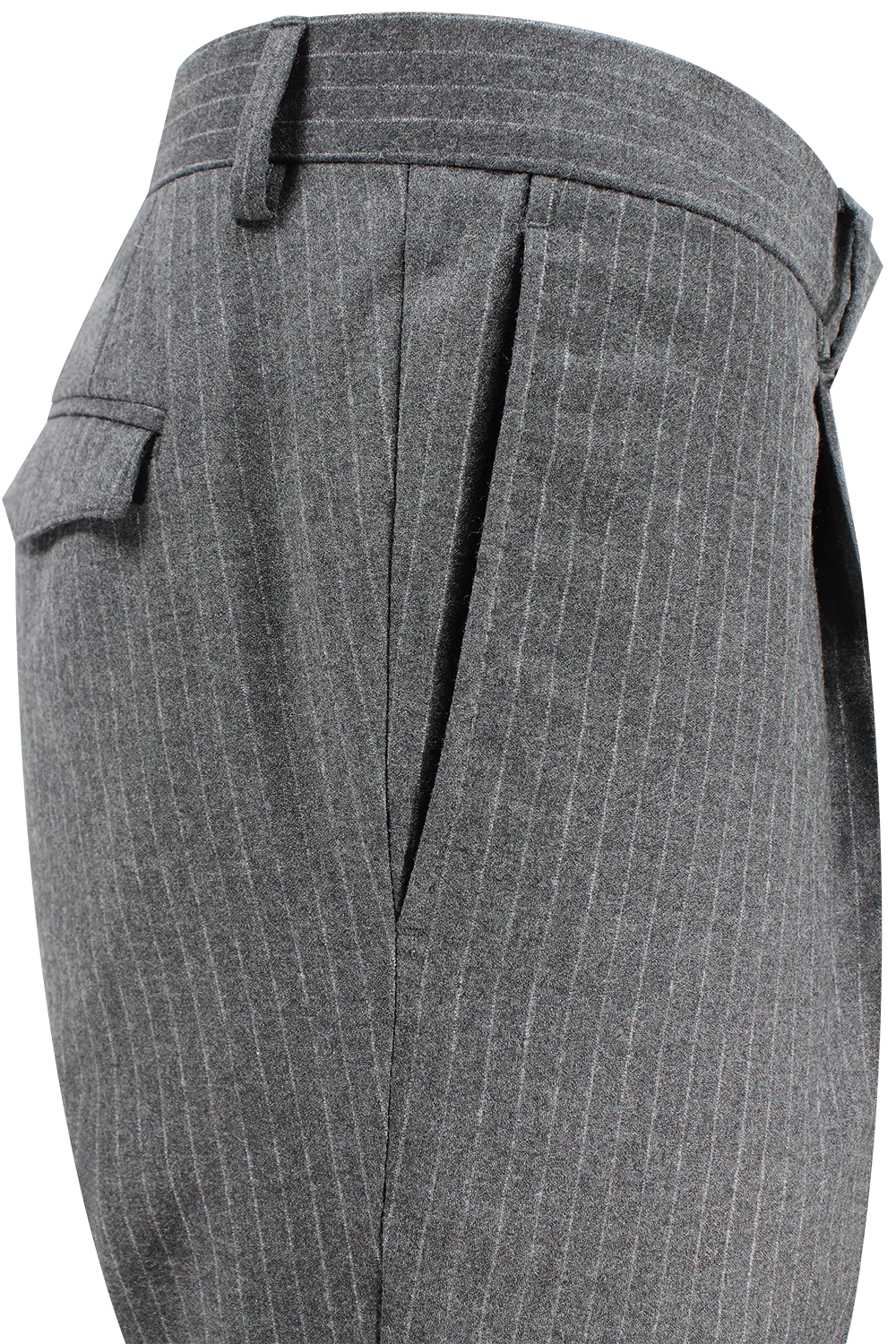 Pantalone con pince in lana antracite gessata lato