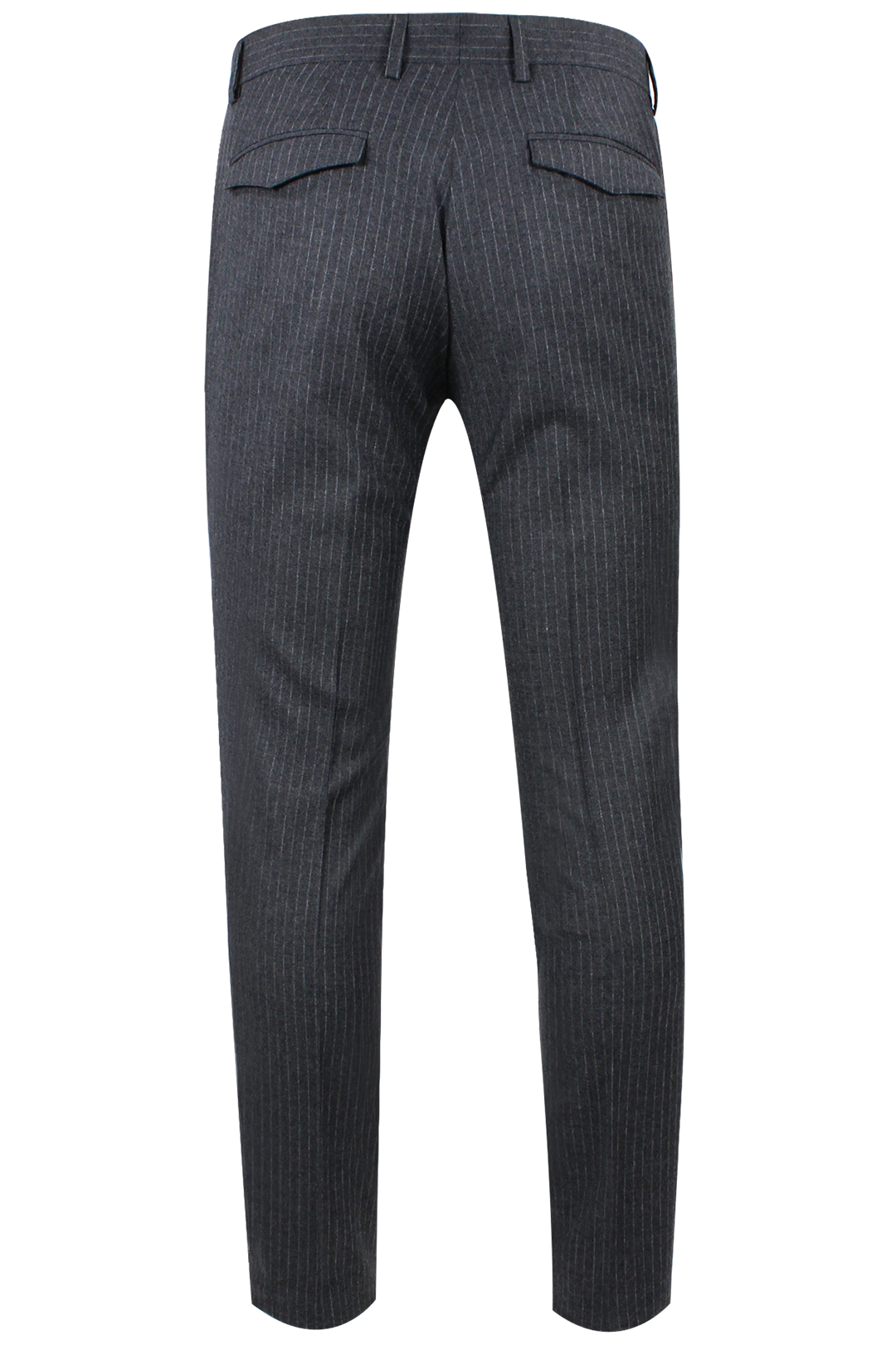 Pantalone con pince in lana grigia gessata retro