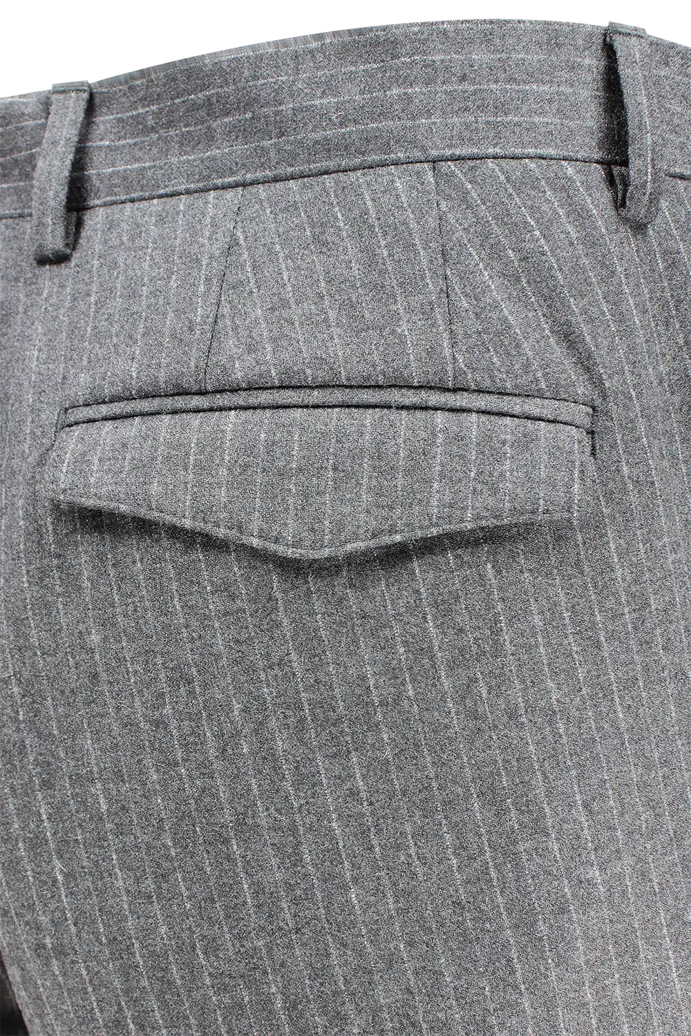 Pantalone con pince in lana antracite gessata tasca