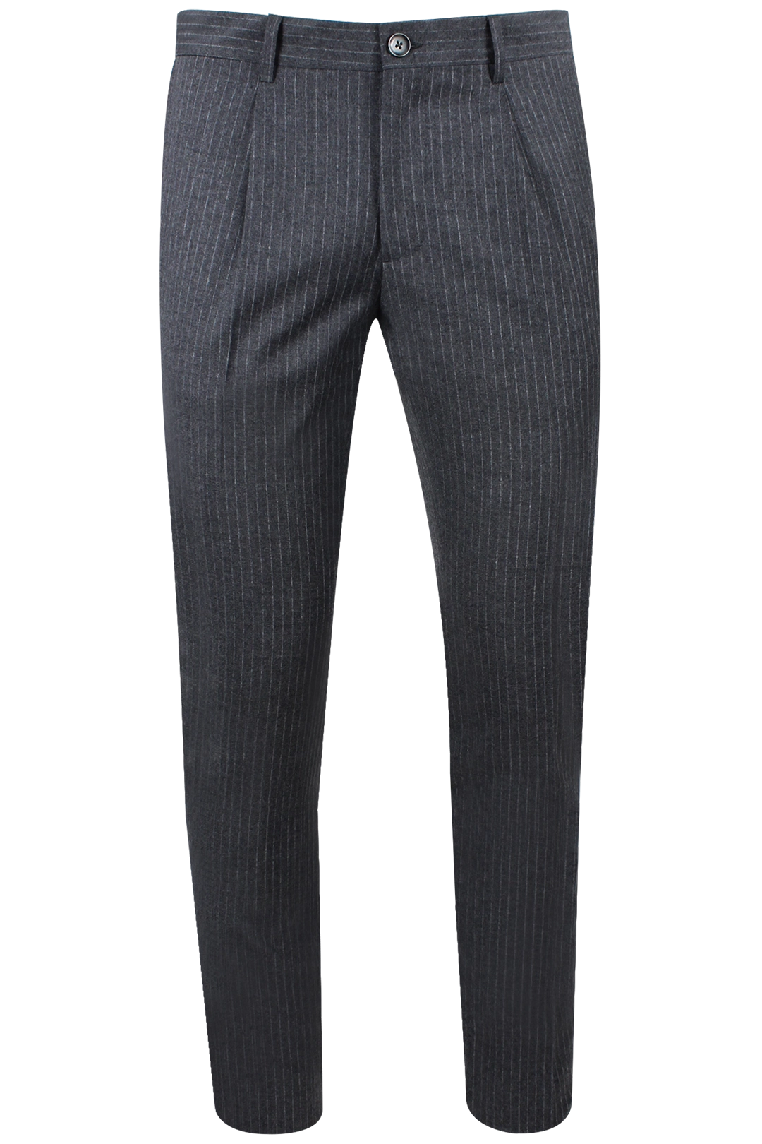 Pantalone con pince in lana grigia gessata